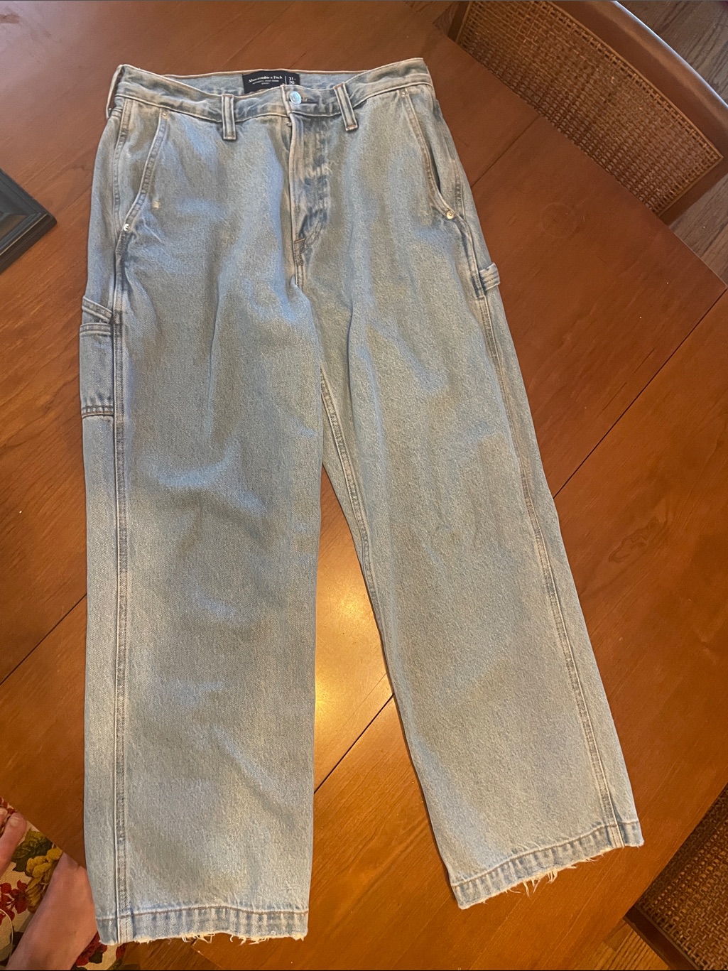 Abercrombie & Fitch Men’s Light Blue Baggy Rigid Denim Jeans 31x30